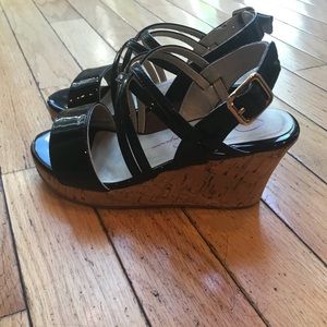 Adorable black patent leather wedges.